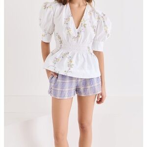 Ganni White Floral Blouse